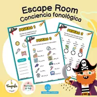 Vista previa - Hojas de trabajo - Escape room Piratas: conciencia fonológica - Portada