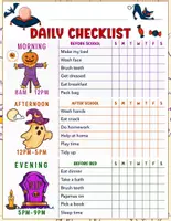Aperçu - Feuilles d'exercices - Kid’s Daily School Routine Checklist Chart – Halloween Theme - Page 3