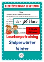Vorschau - Arbeitsblätter - Lesetempotraining. Stolperwörter. Winter - Deckblatt