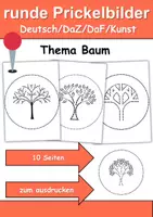 Vorschau - Arbeitsblätter - runde Prickelbilder / Fensterbilder Thema Bäume - Grundschule - Bastelvorlagen - Deckblatt