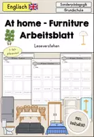 Vorschau - Arbeitsblätter - At home Furniture (Möbel) Arbeitsblatt Leseverstehen differenziert - Englisch - Deckblatt