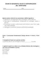 anteprima - Compiti in classe/Test - Rilievi e conformazioni del territorio - Pagina 1