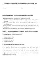 anteprima - Compiti in classe/Test - Pianure e bassopiani italiani - Pagina 1