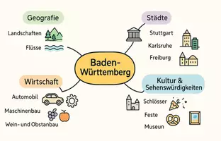 Vorschau - Arbeitsblätter - Arbeitsblatt zum Thema "Baden-Württemberg" + Onlineübung & MP3 + Mindmap + Infografik - Seite 1