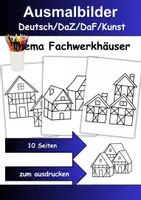 Vorschau - Mal- und Bastelvorlagen - Ausmalbilder Thema Fachwerkhäuser - Grundschule - Bastelvorlagen - Deckblatt