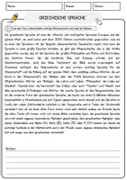 Vorschau - Arbeitsblätter - Griechische Sprache Arbeitsblätter mit Fragen + Lösungen Leseverstehen und Wortschatz - Seite 1