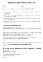 anteprima - Compiti in classe/Test - Esame di Italiano: Tecniche Narrative - Pagina 1