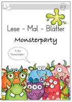 Vorschau - Arbeitsblätter - Lese-Mal-Blätter Monsterparty (3-fach differenziert) - Deckblatt