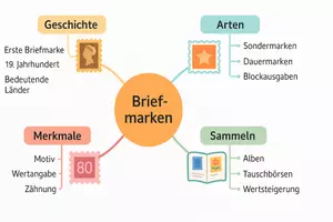 Vorschau - Arbeitsblätter - Arbeitsblatt zum Thema "Briefmarke" + Onlineübung & MP3 + Mindmap + Infografik - Seite 2