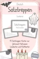 Vorschau - Fördermaterial/Inklusion - Satztreppen Halloween - Lesekarten - Klettkarten - Deckblatt