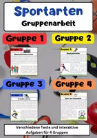 Vorschau - Arbeitsblätter - Sportarten Gruppenarbeit: Mannschaftssportarten, Einzelsportarten, Trendsportarten - Deckblatt