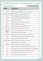 Vorschau - Spiele - Vocabulary Definitions Transport and Tourism - Seite 1