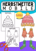Vorschau - Mal- und Bastelvorlagen - Herbstmobile: Mütze, Handschuhe & Socken zum Ausmalen und Basteln - Deckblatt