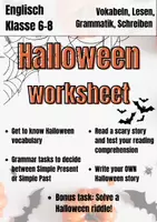 Vorschau - Arbeitsblätter - Halloween worksheet - Englisch Klasse 6-8 - Deckblatt
