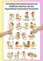 Vorschau - Poster - Lernposter Mädchendesign Tagesablauf – 20 Bilder mit Beschriftung | Selbstständigkeit im Alltag fördern - Seite 2