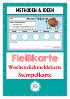 Vorschau - Arbeitsblätter - Fleißkarte. Wochenrückmeldekarte. Arbeitsverhalten. positive Verstärkung - Deckblatt