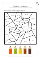 Vorschau - Arbeitsblätter - Rechnen und Malen Herbst Addition Subtraktion Zehnerzahlen differenziert - Seite 3