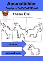 Vorschau - Mal- und Bastelvorlagen - Ausmalbilder & Mandalas PAKET Thema Esel - Grundschule - Bastelvorlagen - Seite 1