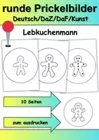 Vorschau - Mal- und Bastelvorlagen - runde Prickelbilder / Fensterbilder Thema Lebkuchenmänner - Grundschule - Bastelvorlagen - Deckblatt