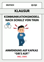Vorschau - Test - Klausur: Kommunikationsmodell nach Schulz von Thun – Anwendung auf Kafkas Gib’s auf! - Deckblatt