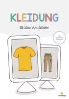 Vorschau - Stationenlernen - Kleidung: Stationsschilder (Organisation im Unterricht) - Deckblatt