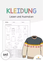 Vorschau - Arbeitsblätter - Kleidung: Lesen und Ausmalen 1 (Arbeitsblatt für den DaZ-, DaF- und Deutschunterricht) - Deckblatt