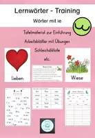 Vorschau - Arbeitsblätter - Lernwörter mit ie #rabattrakentenzusalevester25 - Deckblatt