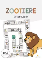 Vorschau - Stationenlernen - Zootiere: Vokabelspiel (Unterrichtsmaterial für den DaZ-, DaF- und Deutschunterricht) - Deckblatt