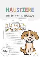 Vorschau - Arbeitsblätter - Haustiere: Was bin ich? - Arbeitsblatt (Aufgaben für den DaZ-, DaF- und Deutschunterricht) - Deckblatt