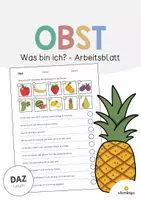 Vorschau - Arbeitsblätter - Obst: Was bin ich? - Arbeitsblatt (Aufgaben für den DaZ-, DaF- und Deutschunterricht) - Deckblatt