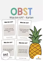 Vorschau - Aufgabenkarten - Obst: Was bin ich? - Karten (Rätsel für den DaZ-, DaF- und Deutschunterricht) - Deckblatt