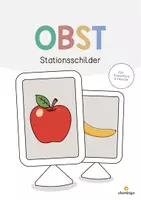 Vorschau - Stationenlernen - Obst: Stationsschilder (Organisation im Unterricht) - Deckblatt