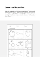 Vorschau - Arbeitsblätter - Obst: Lesen und Ausmalen 2 (Arbeitsblatt für den DaZ-, DaF- und Deutschunterricht) - Seite 1