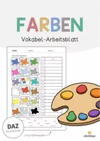 Vorschau - Arbeitsblätter - Farben: Vokabel-Arbeitsblatt 2 (Aufgaben für den DaZ-, DaF- und Deutschunterricht) - Deckblatt