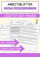 Vorschau - Arbeitsblätter - Sozialversicherungen Politik & Sozialkunde Lesetext mit Richtig/Falsch-, Multiple-Choice- und offenen Fragen Klassen 7–93 - Deckblatt