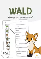 Vorschau - Arbeitsblätter - Wald: Was passt zusammen? 2 (Arbeitsblatt für den DaZ-, DaF- und Deutschunterricht) - Deckblatt