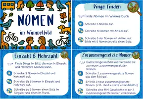 Vorschau - Aufgabenkarten - Karteikarten zum Wimmelbuch WORTARTEN 3-fach differenziert - Seite 3