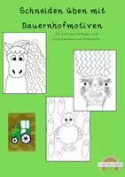 Vorschau - Mal- und Bastelvorlagen - Schneiden üben mit Bauernhofmotiven - Deckblatt