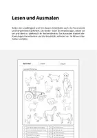 Vorschau - Arbeitsblätter - Bauernhof: Lesen und Ausmalen 1 (Arbeitsblatt für den DaZ-, DaF- und Deutschunterricht) - Seite 1