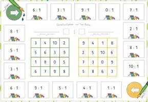 Vorschau - Unterrichtsreihen - Division, 12x Bingo zu allen Geteiltreihen des 1x1 + gemischte Geteiltaufgaben - Seite 1