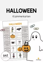 Vorschau - Stationenlernen - Halloween: Klammerkarten (Unterrichtsmaterial für den DaZ-, DaF- und Deutschunterricht) - Deckblatt