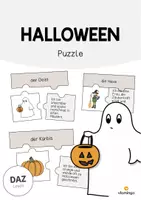 Vorschau - Stationenlernen - Halloween: Puzzle (Spiel für den DaZ-, DaF- und Deutschunterricht) - Deckblatt