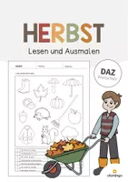Vorschau - Arbeitsblätter - Herbst: Lesen und Ausmalen 1 (Arbeitsblatt für den DaZ-, DaF- und Deutschunterricht) - Deckblatt