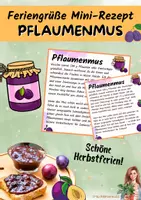 Vorschau - Mal- und Bastelvorlagen - Feriegruß Herbstferien: Mini-Rezept für Pflaumenmus - Deckblatt