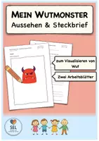 Vorschau - Arbeitsblätter - Mein Wutmonster: Malvorlage & Steckbrief / Umgang mit Wut / Grundschule - Deckblatt