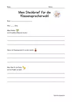 Vorschau - Arbeitsblätter - Steckbriefe und Satzanfänge für die Klassensprecherwahl - Seite 1
