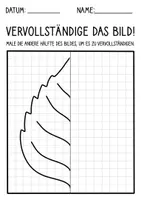 Vorschau - Mal- und Bastelvorlagen - Blätter Symmetrie im Herbst - Kunst für Vertretungsstunden - Zeichnen üben - Seite 1