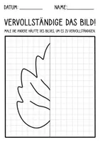 Vorschau - Mal- und Bastelvorlagen - Blätter Symmetrie im Herbst - Kunst für Vertretungsstunden - Zeichnen üben - Seite 3