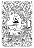Vorschau - Arbeitsblätter - Musikmonster-Mandala – 10 Ausmalbilder mit Mandala-Hintergrund - Seite 3