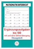 Vorschau - Arbeitsblätter - Ergänzungsaufgaben bis 100 - Deckblatt